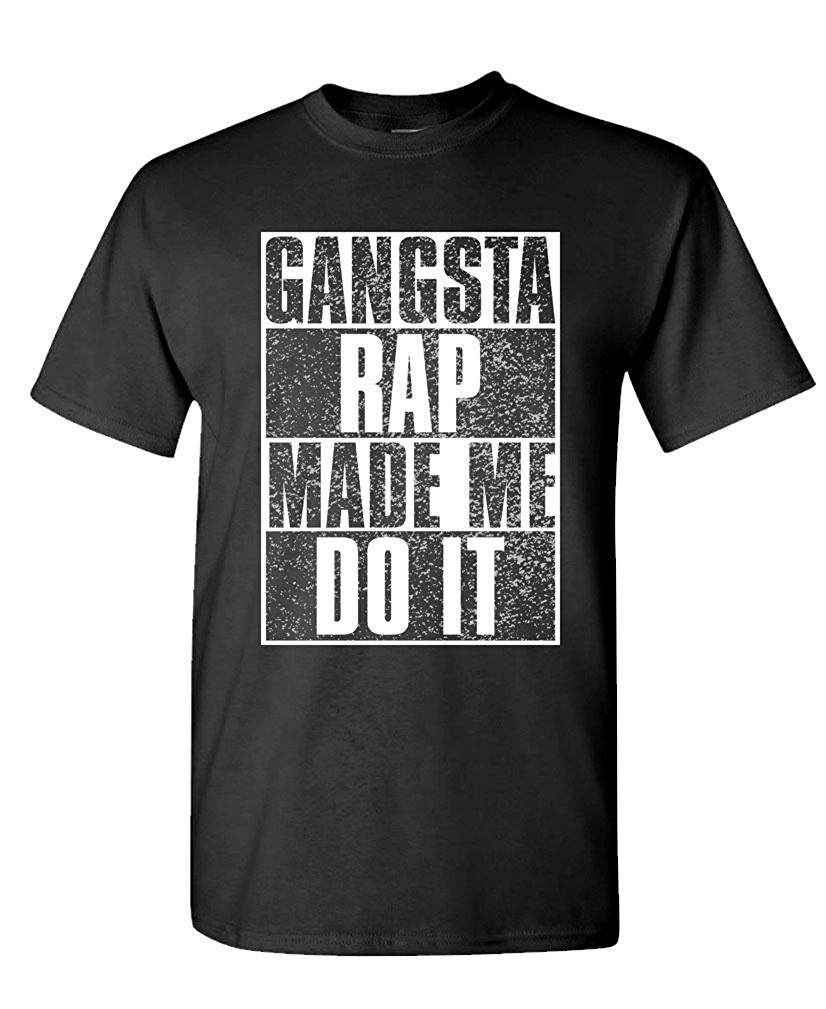 Gangsta Rap Made ME DO IT Hip hop Music Mens Cotton Black Usa Made T-Shirt