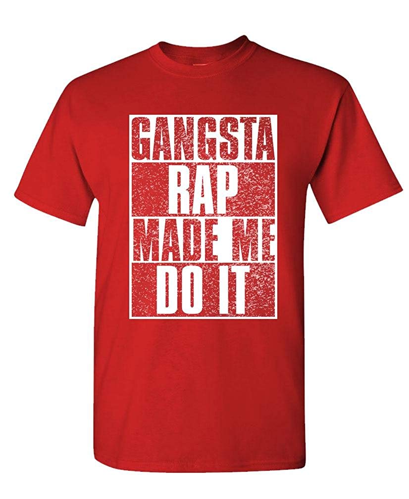 Gangsta Rap Made ME DO IT Hip hop Music Mens Cotton Red T-Shirt