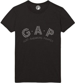 Gap God Answers Prayer Rhinestud Printed Black T-Shirt
