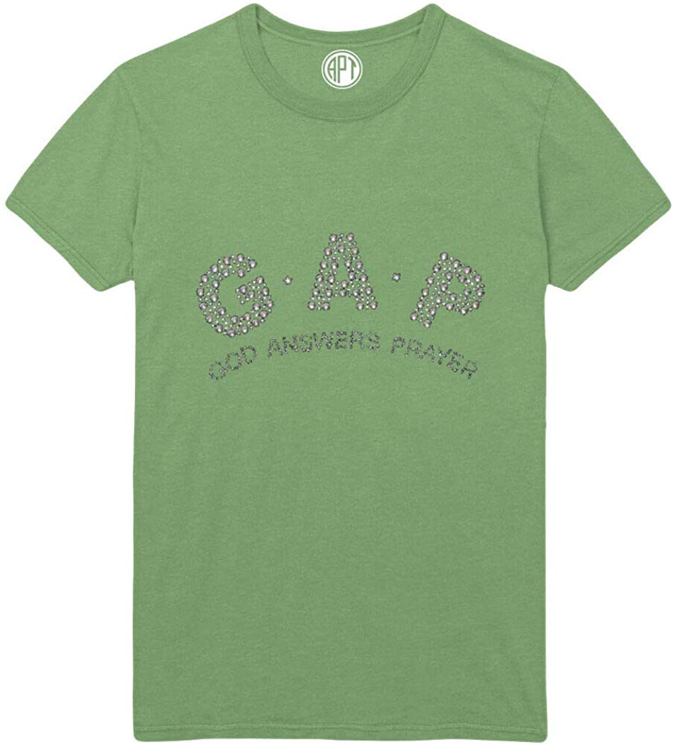 Gap God Answers Prayer Rhinestud Printed Dill Green T-Shirt
