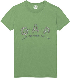Gap God Answers Prayer Rhinestud Printed Dill Green T-Shirt