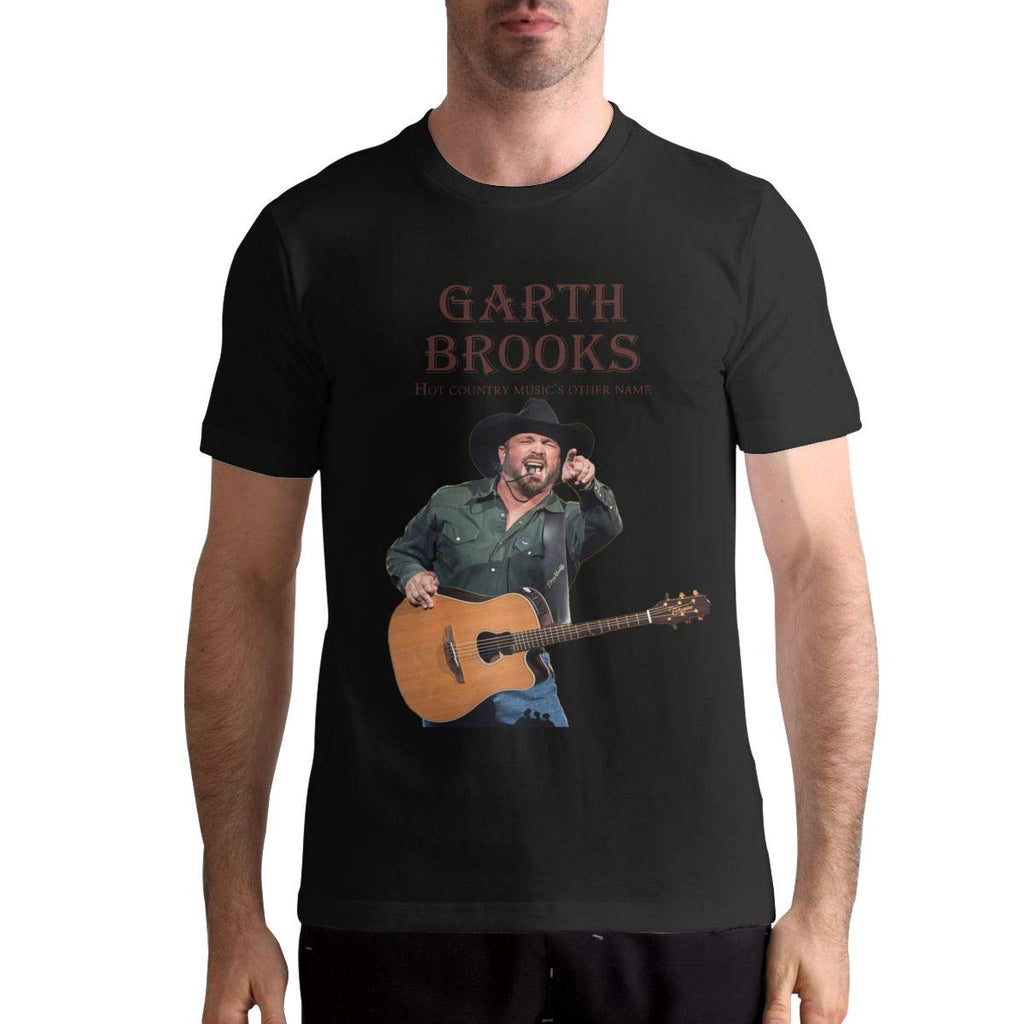 Garth Brooks Men's Tops Short Sleeved Round Neck Cotton Black T-Shirt