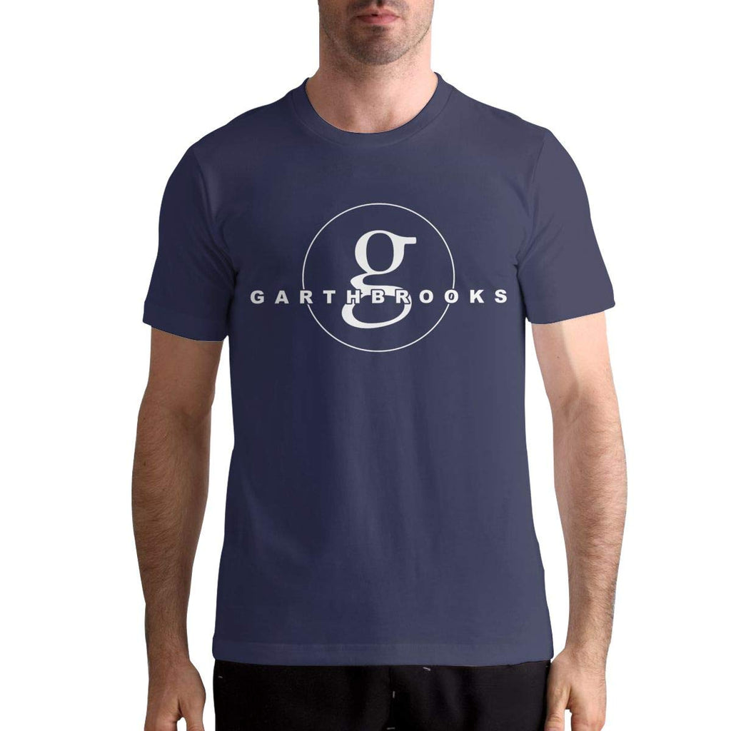 Garth Brooks Men's Tops Short Sleeved Round Neck Cotton Navy T-Shirt