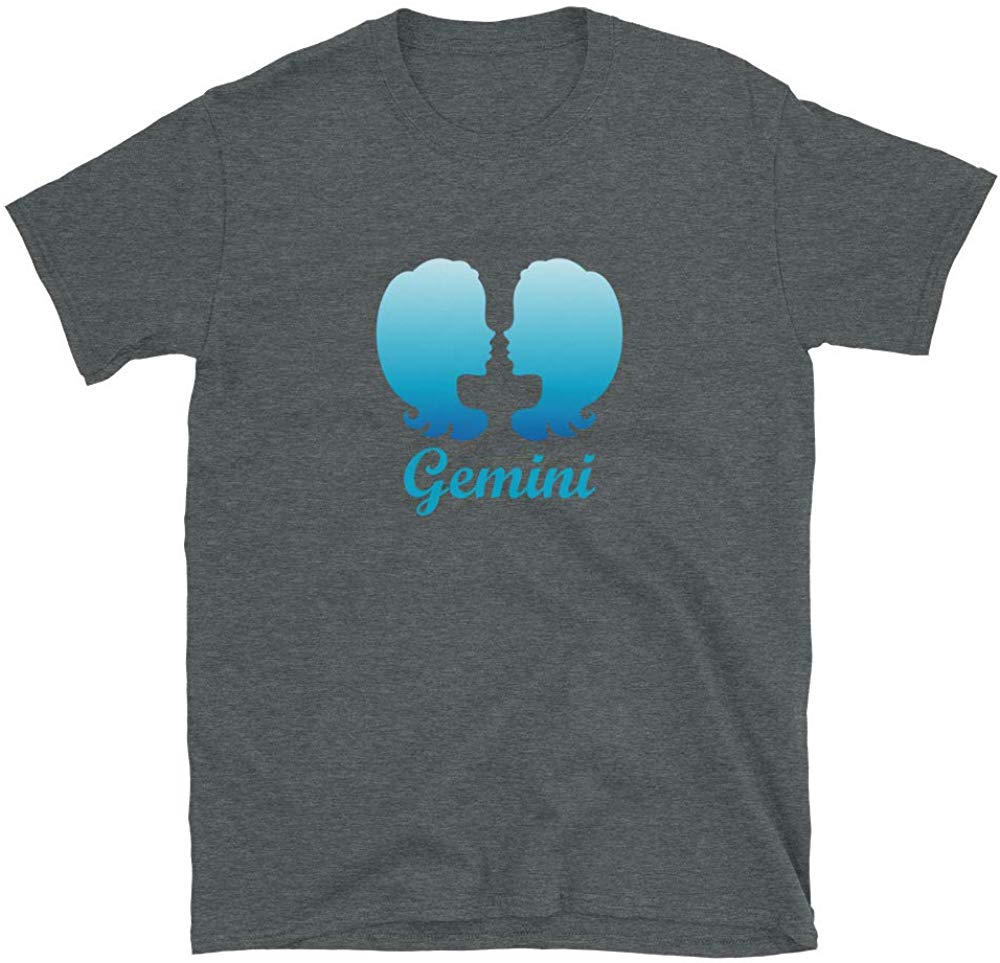 Gemini Air Sign Graphic Zodiac Birthday Gift Idea Horoscope Design Dark Heather T-Shirt