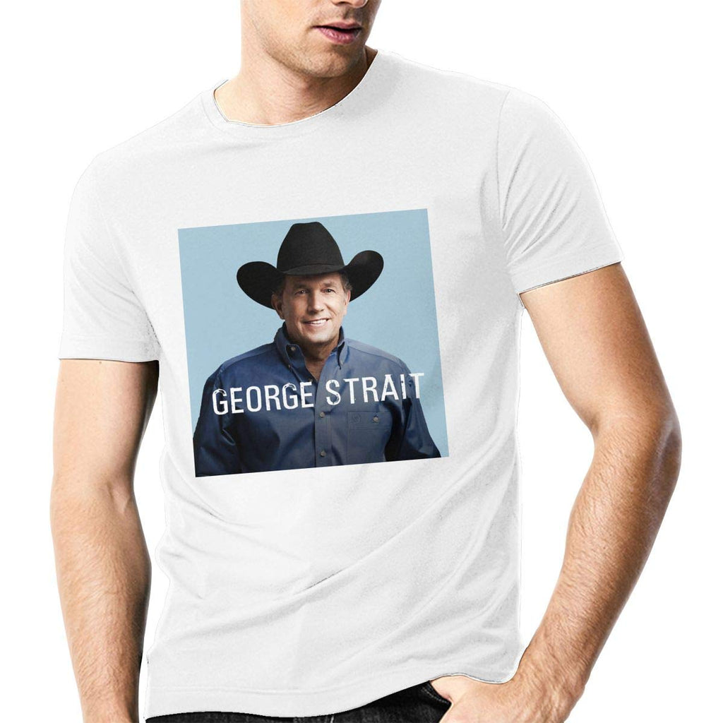 George Straitfor Men Cotton Crewneck Short Sleeve Casual Top Vest White T-Shirt