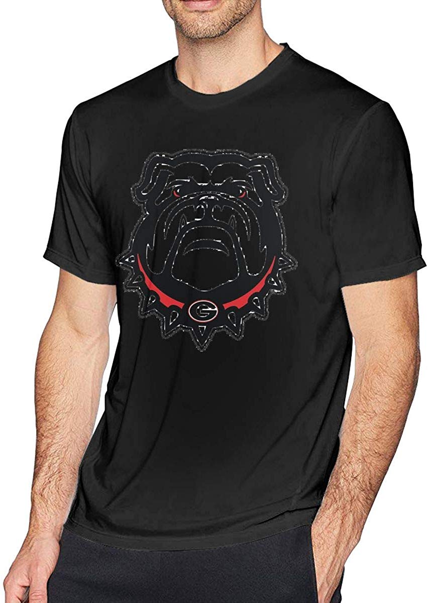 Georgia Bulldogs Logo Mens Limited Edition Short Sleeved Pure Cotton black T-Shirt