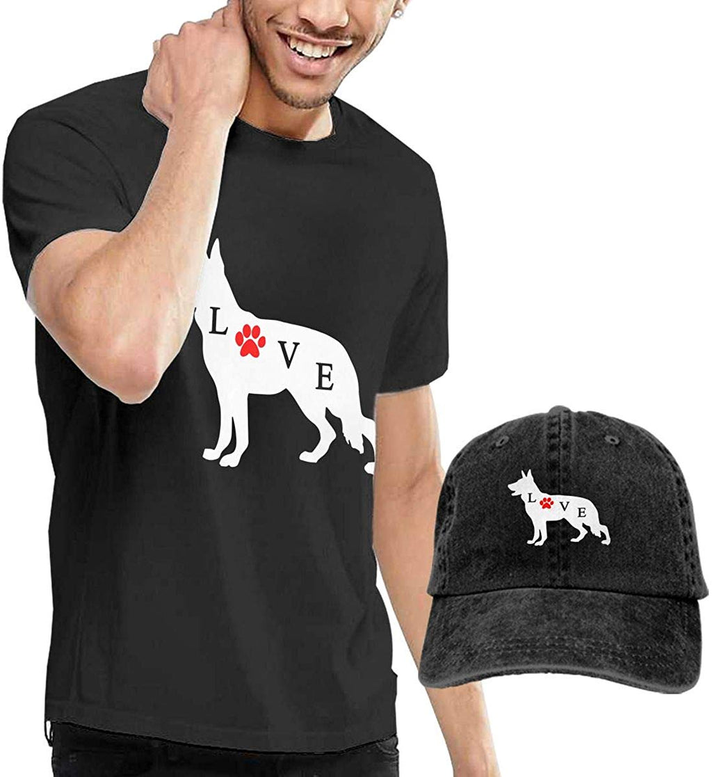 German Shepherd Love Dog Paw Prints Adult Men's Summer and Sport Jean Cap Natural T-Shirt