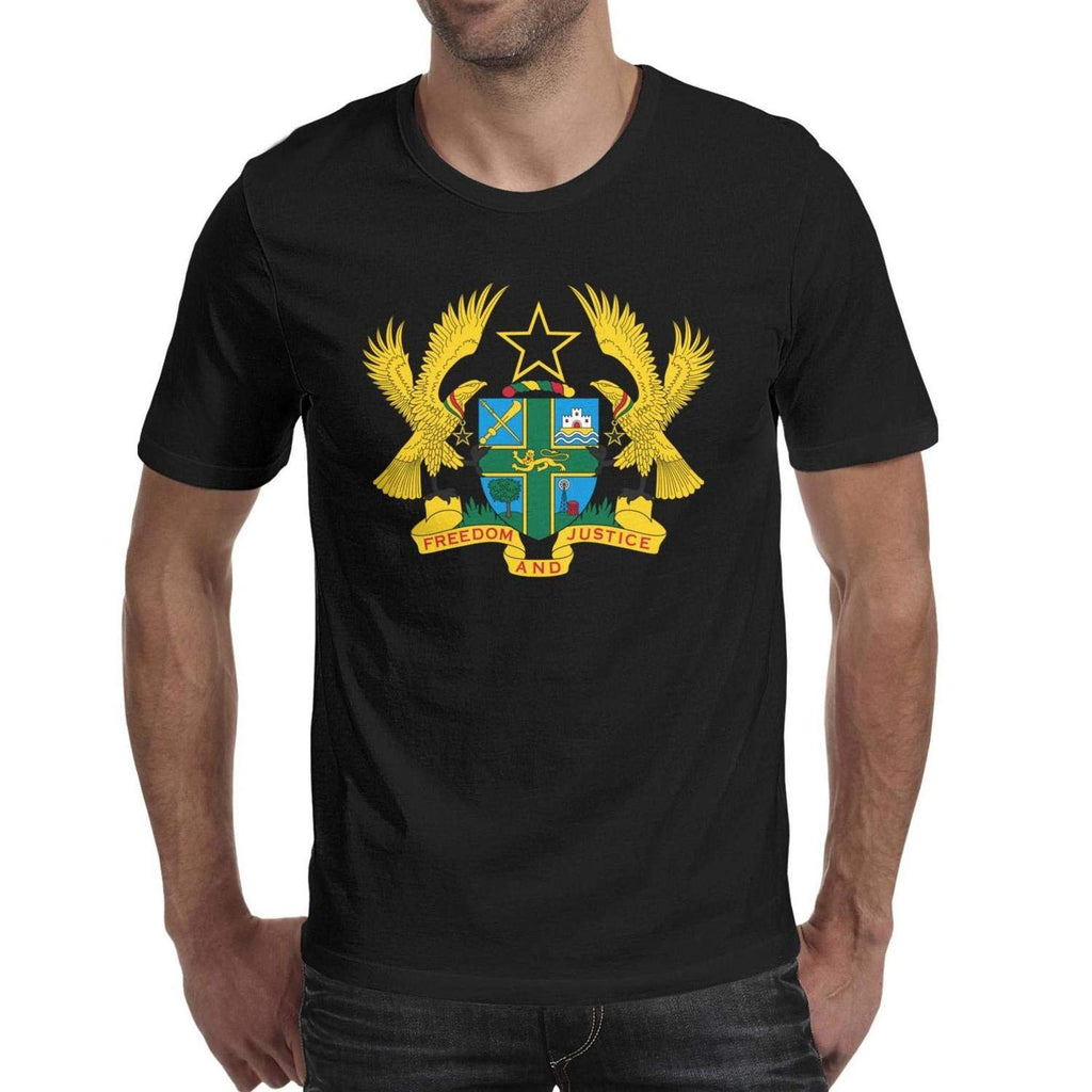 Ghana The Official Emblem Flag Men's O Neck Comfort Short Sleeve Black-125 T-Shirt