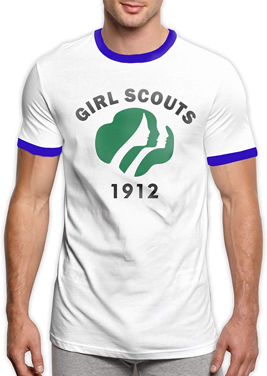 Girl Scouts 1912 Men's Short Sleeve Crew Neck Ringer Blue T-Shirt