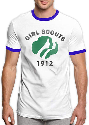 Girl Scouts 1912 Men's Short Sleeve Crew Neck Ringer Blue T-Shirt