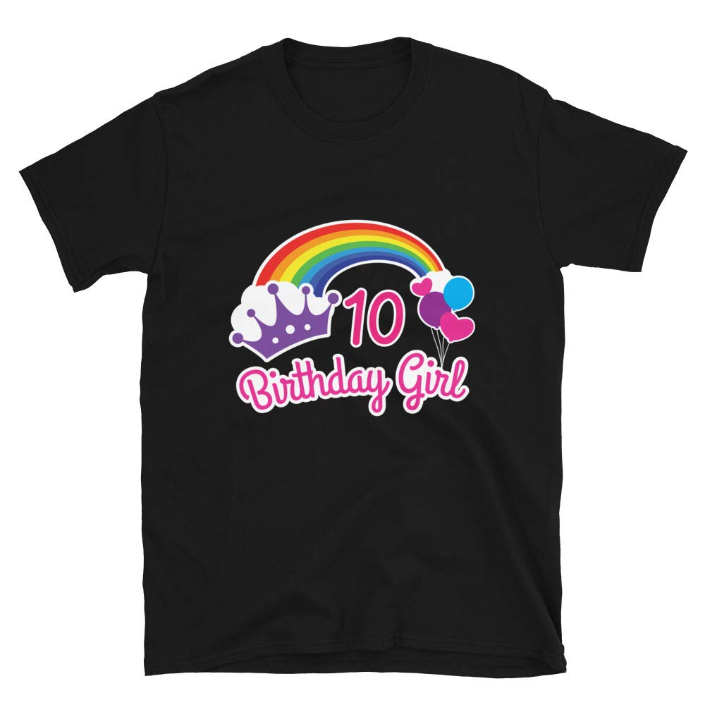 Girls Rainbow Princess 10th Birthday Princess Party Black T-Shirt