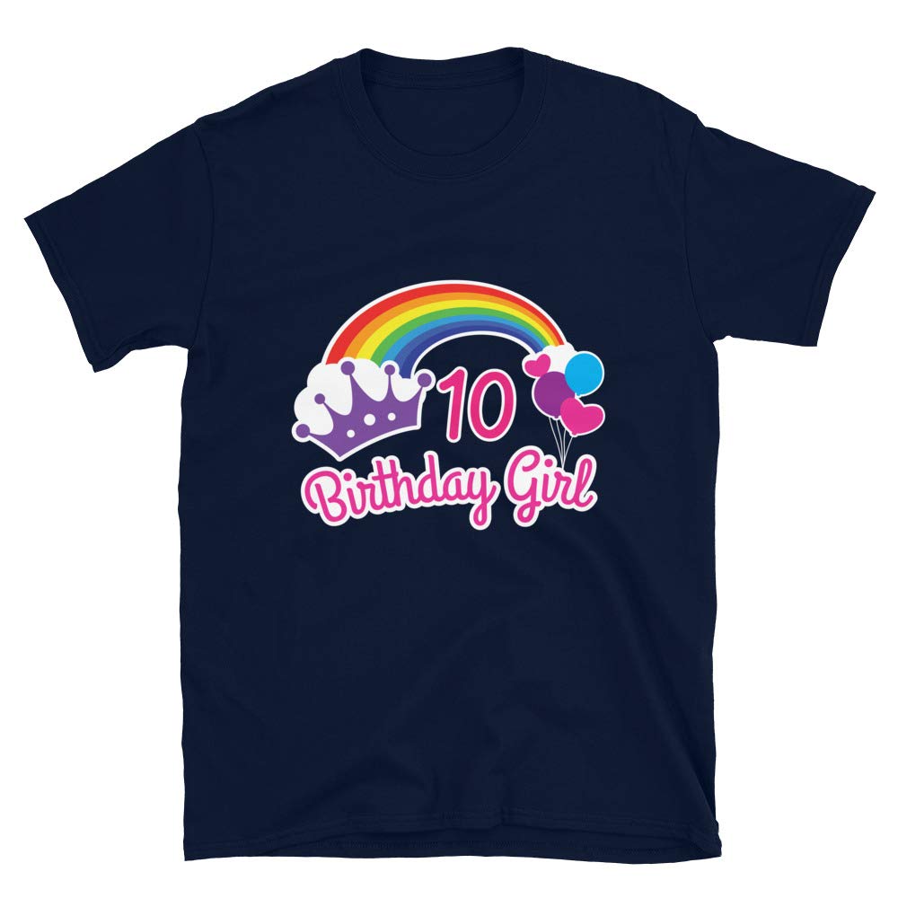 Girls Rainbow Princess 10th Birthday Princess Party Navy T-Shirt