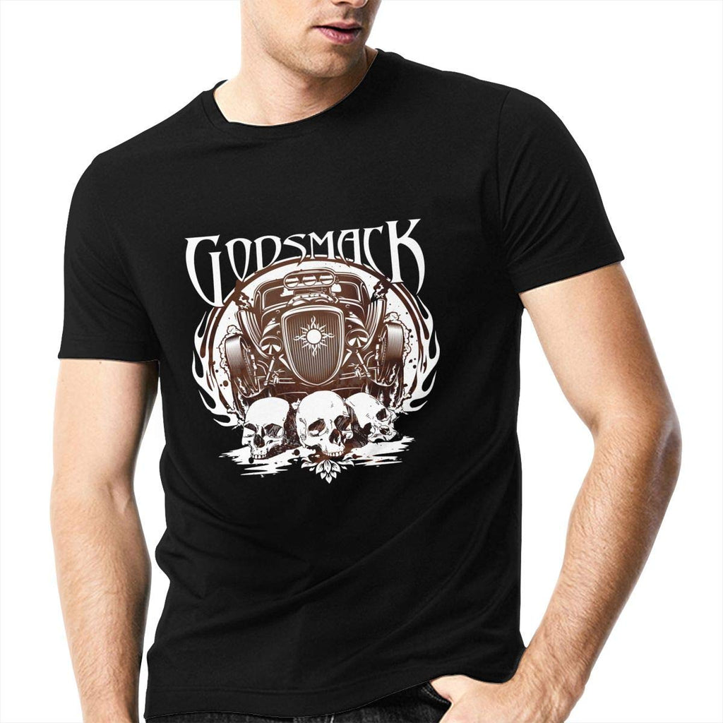 Godsmackfor Men Cotton Crewneck Short Sleeve Casual Top Vest Black T-Shirt