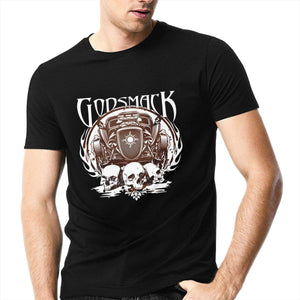 Godsmackfor Men Cotton Crewneck Short Sleeve Casual Top Vest Black T-Shirt