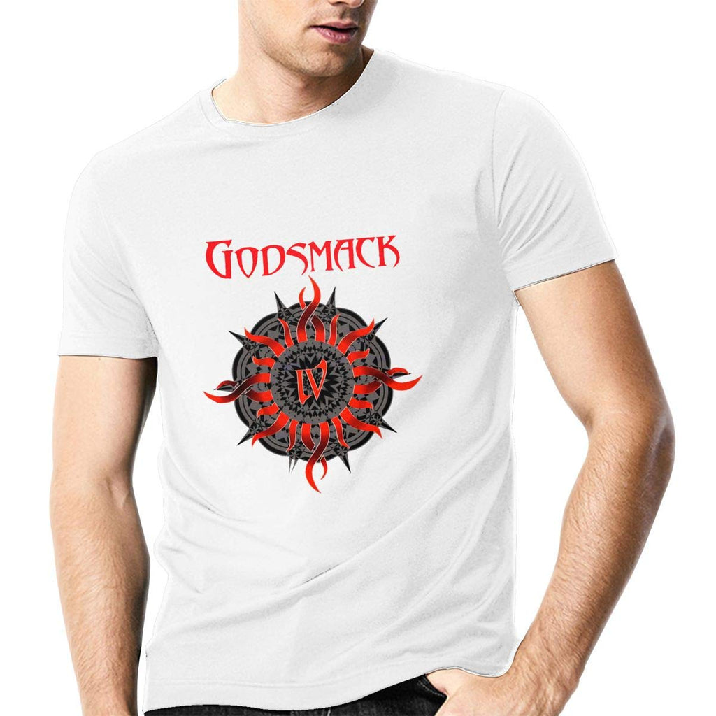 Godsmackfor Men Cotton Crewneck Short Sleeve Casual Top Vest White T-Shirt