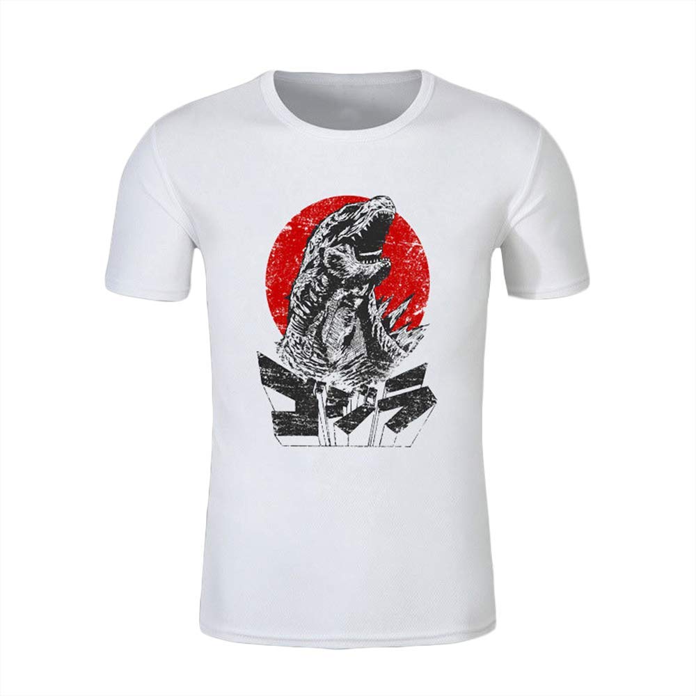 Godzilla Classic Leisure Short Sleeve Round Neck Popular Printed Cozy Top Unisex White T-Shirt