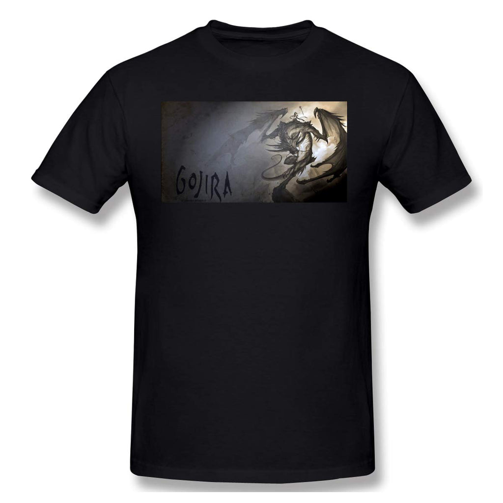 Gojira Man's New Short Sleeve Basic Cotton Black T-Shirt