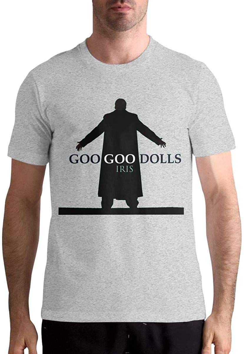 Goo Goo Dolls-Iris Men Basic Short Sleeve Music Band Shir Gray T-Shirt