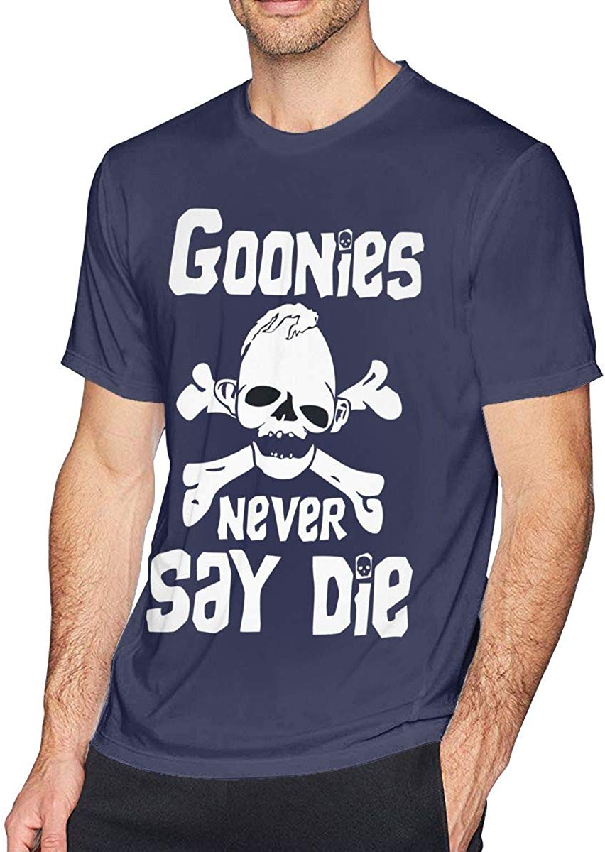 Goonies Never Say Die Limited Edition Casual Style Mens Short Sport Sleeved Navy black T-Shirt