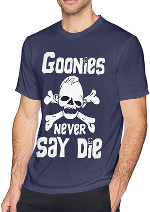 Goonies Never Say Die Limited Edition Casual Style Mens Short Sport Sleeved Navy black T-Shirt