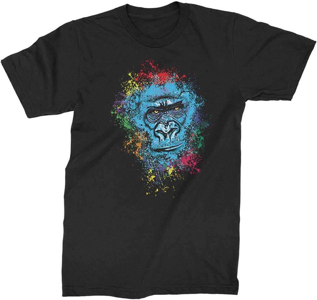 Gorilla Face Paint Splash Mens Black T-Shirt