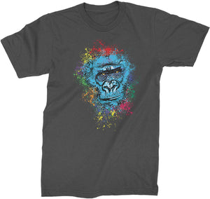 Gorilla Face Paint Splash Mens Charcoal Grey T-Shirt