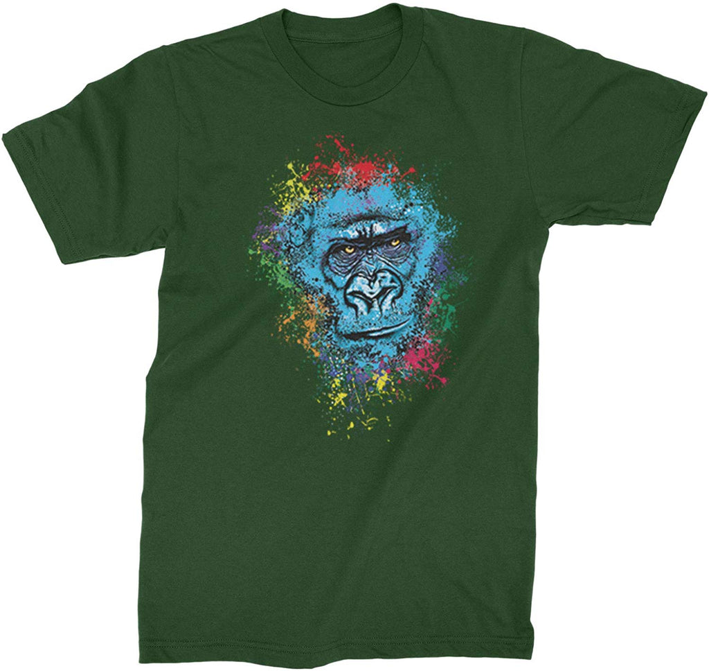 Gorilla Face Paint Splash Mens Forest Green T-Shirt