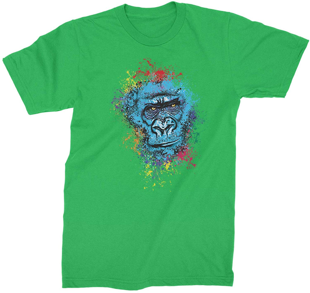 Gorilla Face Paint Splash Mens Kelly Green T-Shirt