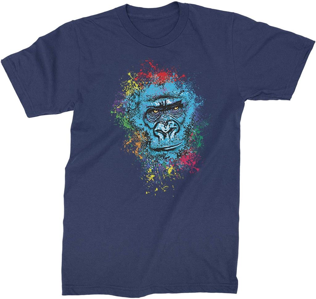 Gorilla Face Paint Splash Mens Navy Blue T-Shirt