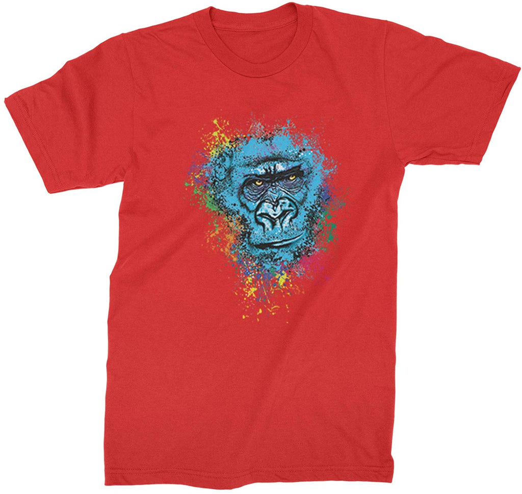 Gorilla Face Paint Splash Mens Red T-Shirt
