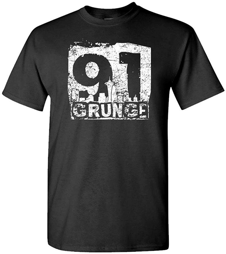 Grunge 91-90s Music Alternative Seattle Mens Cotton Black T-Shirt