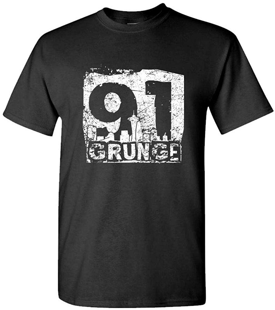 Grunge 91-90s Music Alternative Seattle Mens Cotton Black Usa Made T-Shirt