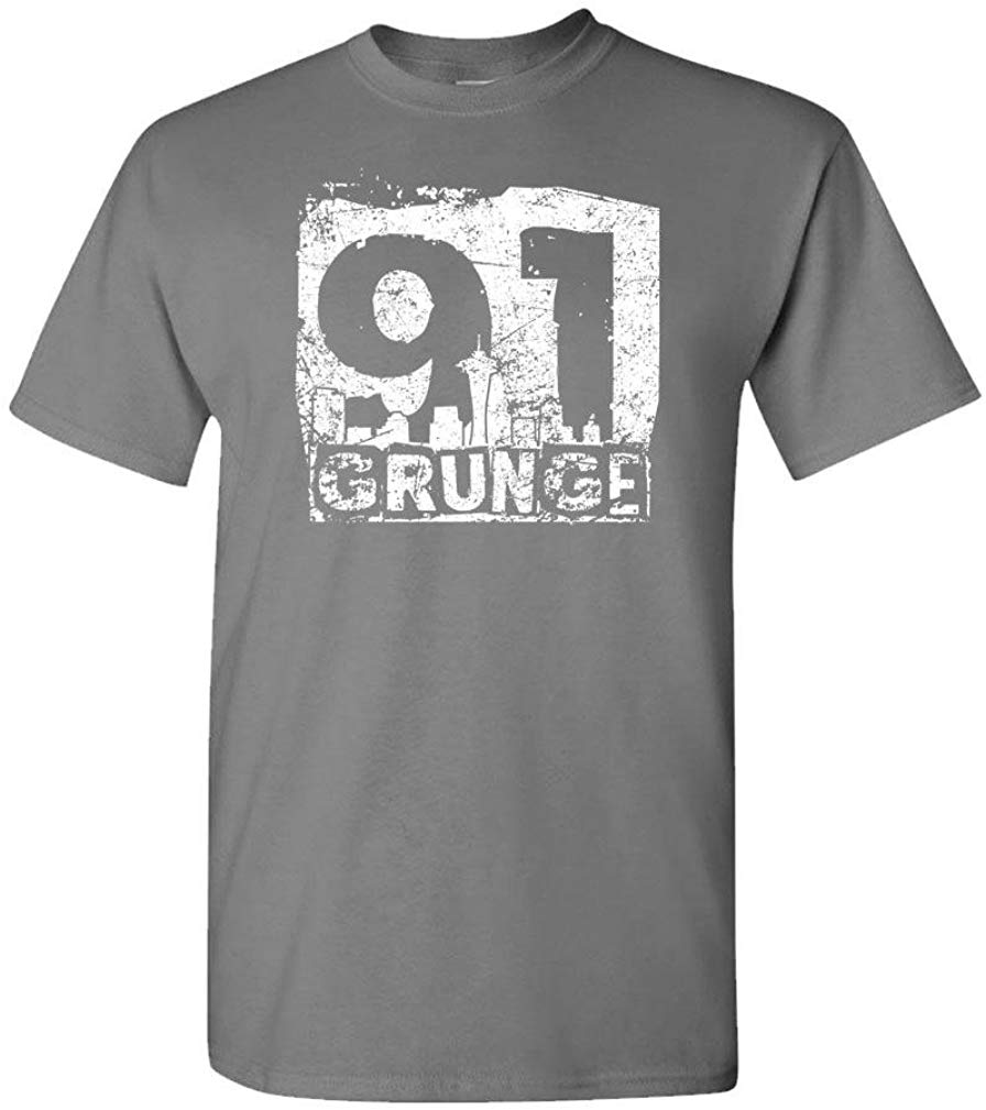 Grunge 91-90s Music Alternative Seattle Mens Cotton Charcoal T-Shirt