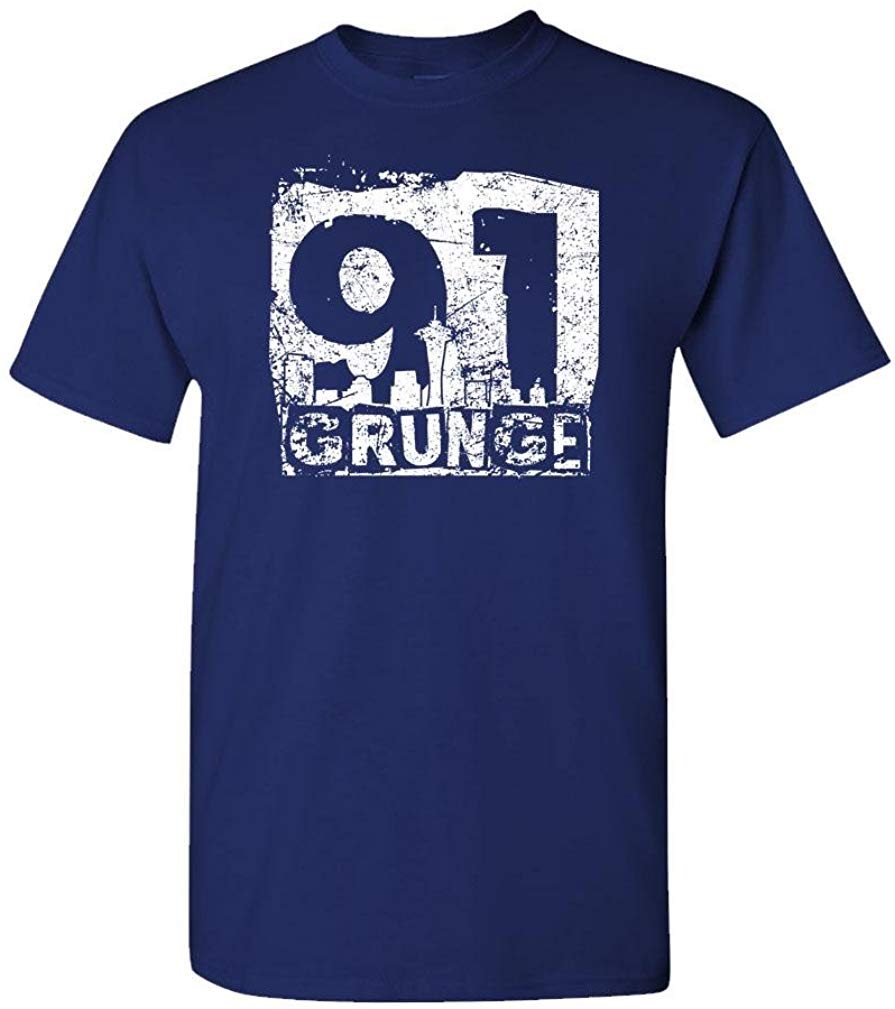 Grunge 91-90s Music Alternative Seattle Mens Cotton Navy T-Shirt