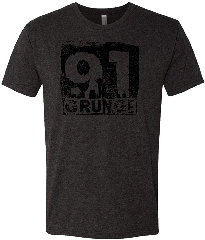 Grunge 91-90s Music Alternative Seattle Mens Cotton Tri-blend Black T-Shirt
