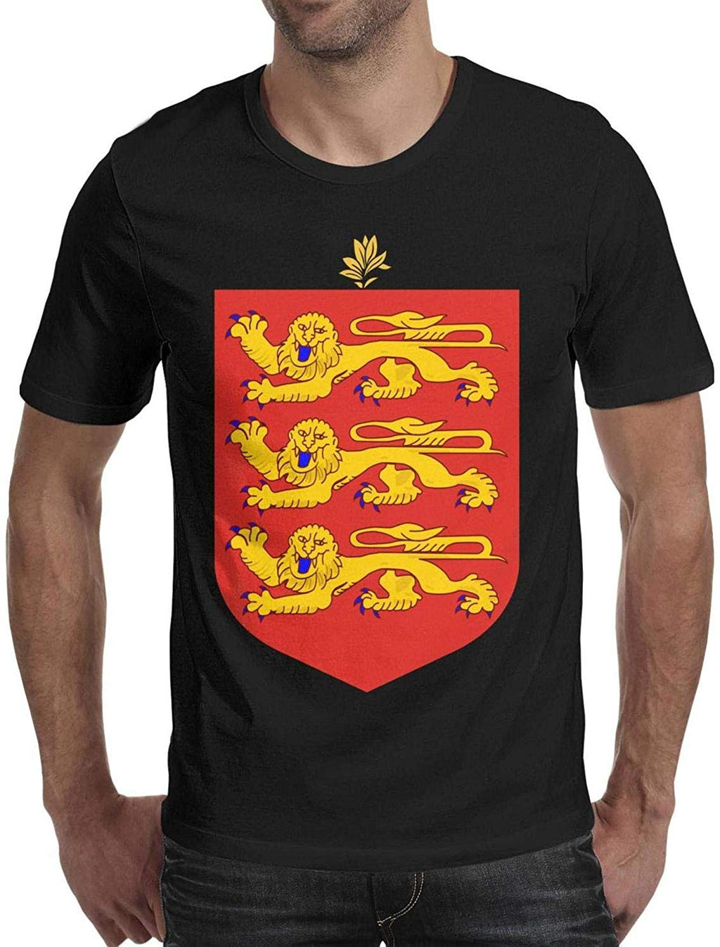 Guernsey Seal or National Emblem Men's Round Neck Popular Short Sleeve Black-148 T-Shirt