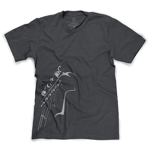 Guitar Headstock Stylish Musical Instrument Player Charcoal T-Shirt