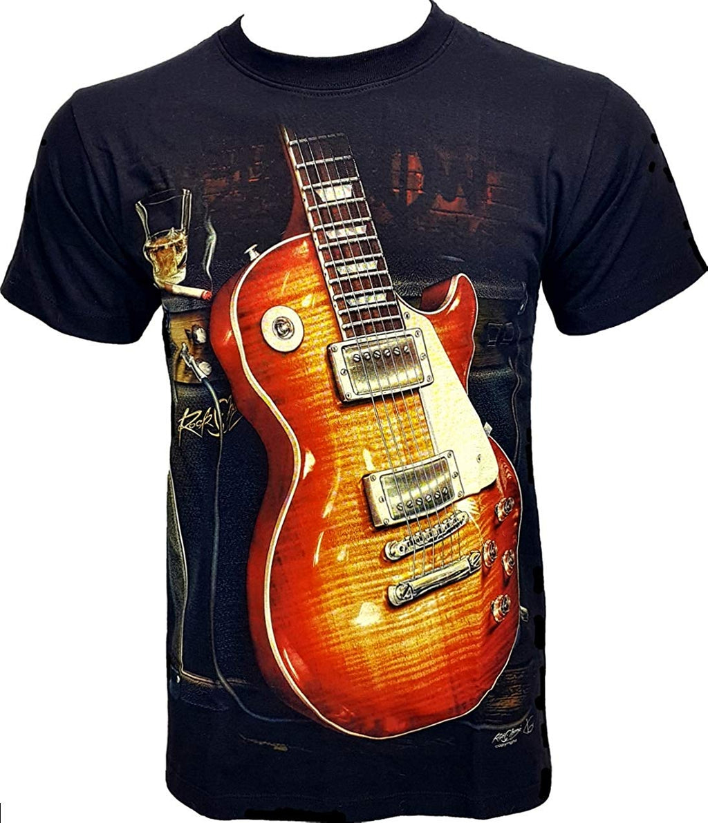 Guitar Luminescent Glow in The Dark Music Metal Sz gr664 black T-Shirt