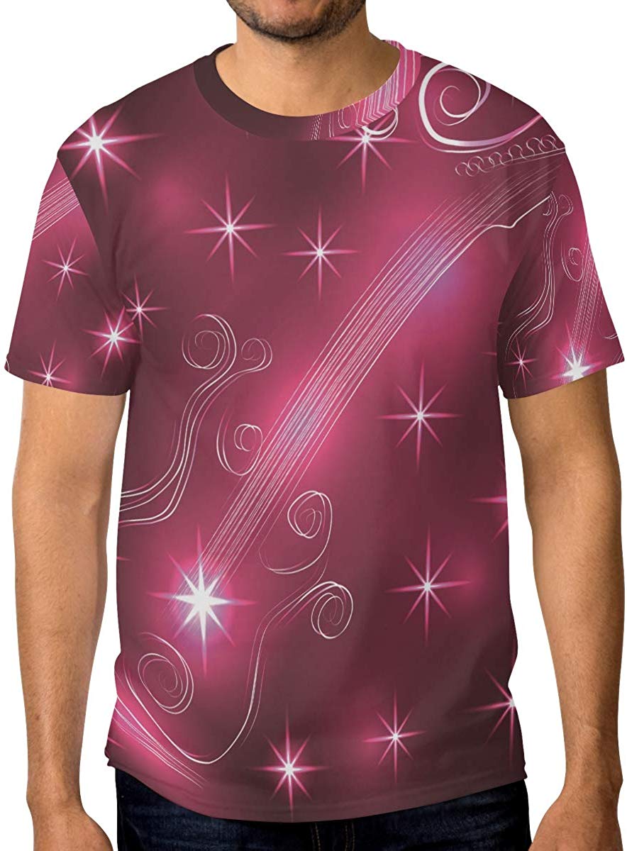 Guitar Music Note Men's Crew Neck Short Sleeve Natural T-Shirt