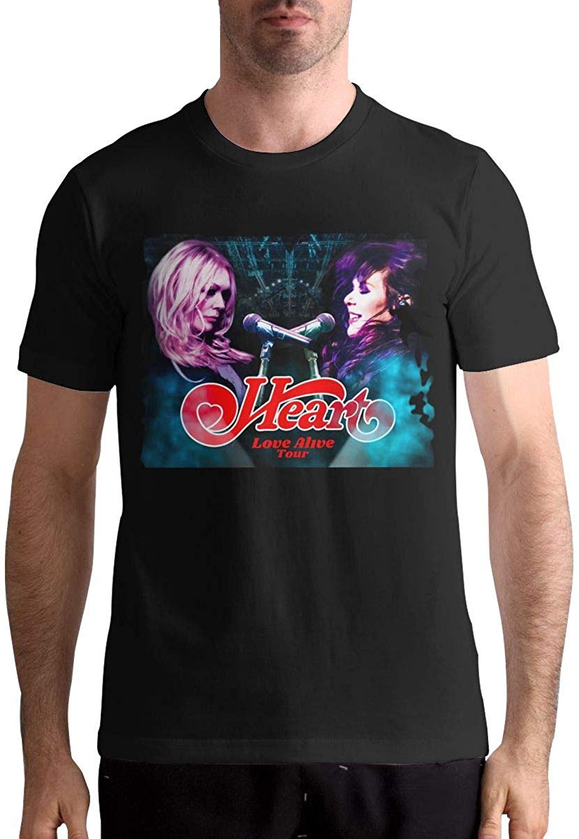 Heart Band-Love Alive Tour Men Popular Short Sleeve Music Band Black T-Shirt