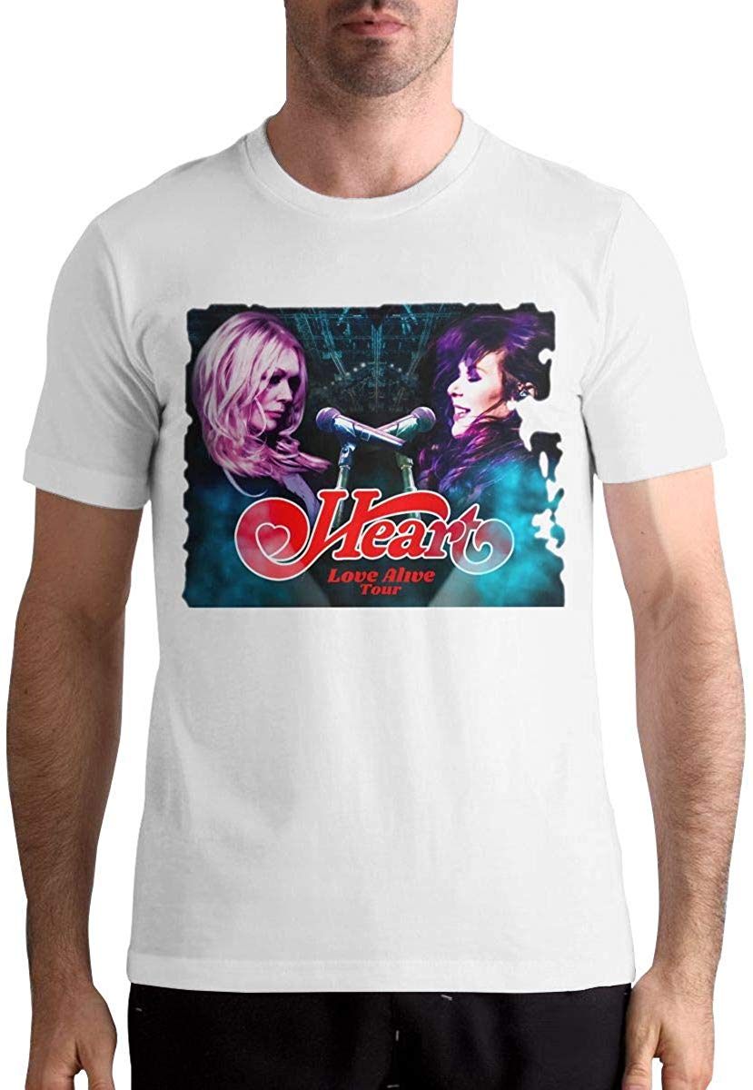 Heart Band-Love Alive Tour Men Popular Short Sleeve Music Band White T-Shirt