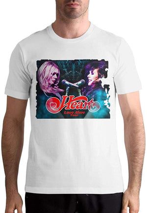 Heart Band-Love Alive Tour Men Popular Short Sleeve Music Band White T-Shirt