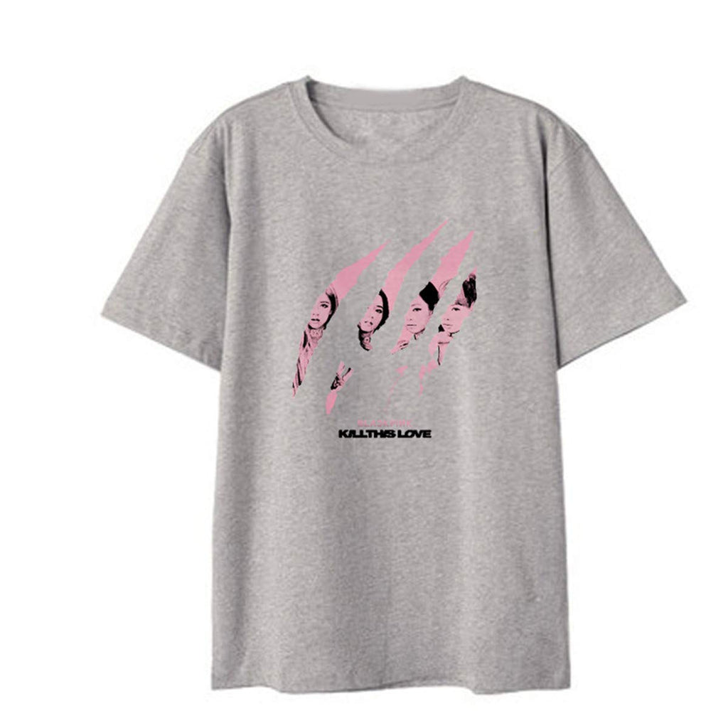Hiphop Short Sleeve Street Fashion Kpop Music Fans Grey B T-Shirt