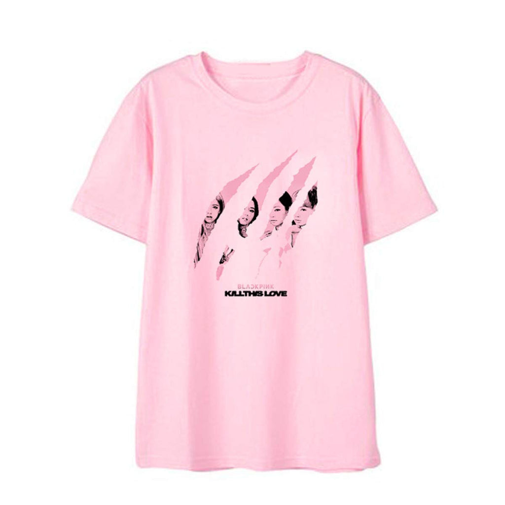 Hiphop Short Sleeve Street Fashion Kpop Music Fans Pink B T-Shirt