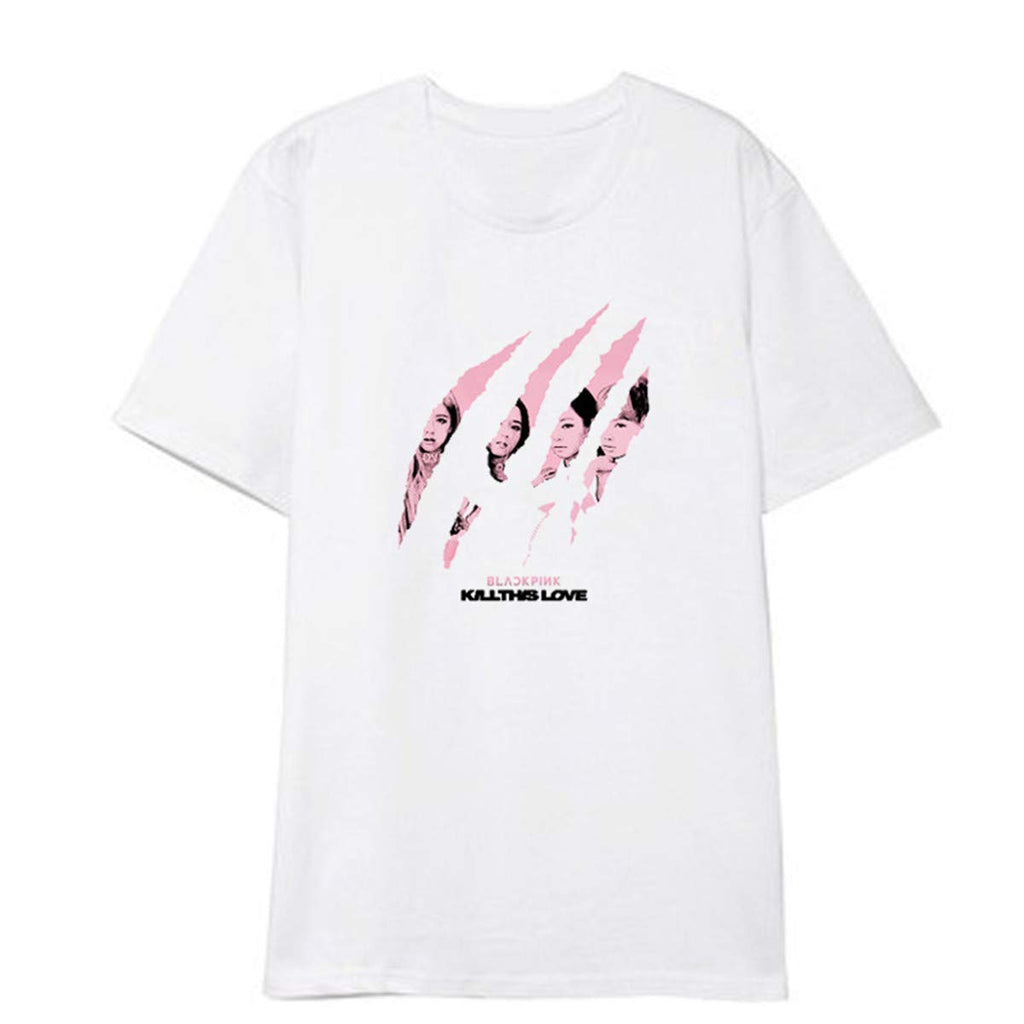 Hiphop Short Sleeve Street Fashion Kpop Music Fans White B T-Shirt