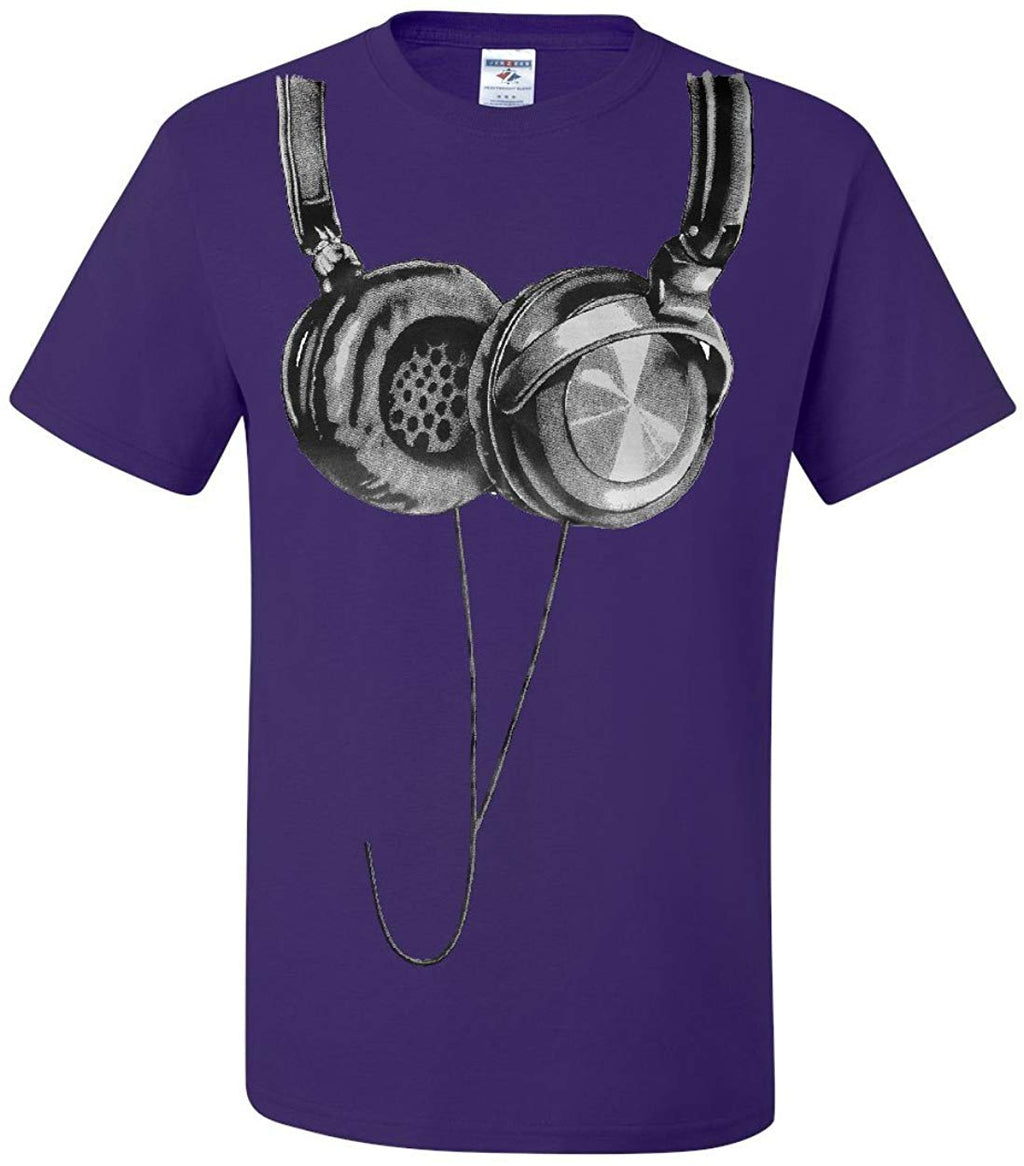 Huge Hanging Headphones DJ Music Purple T-Shirt