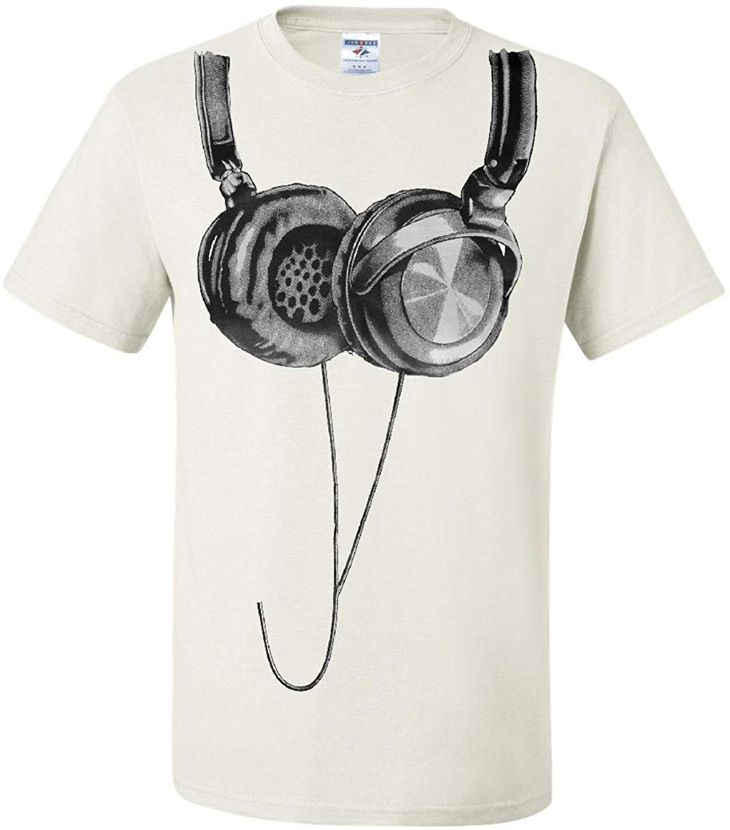 Huge Hanging Headphones DJ Music White T-Shirt