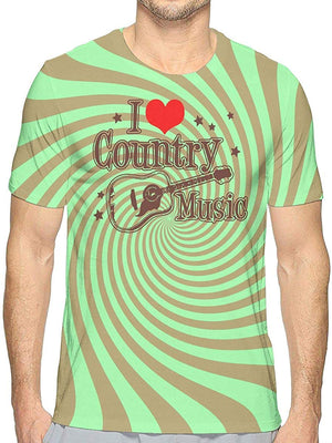 I Love Country Music Mens Sport Short Sleeve Natural T-Shirt