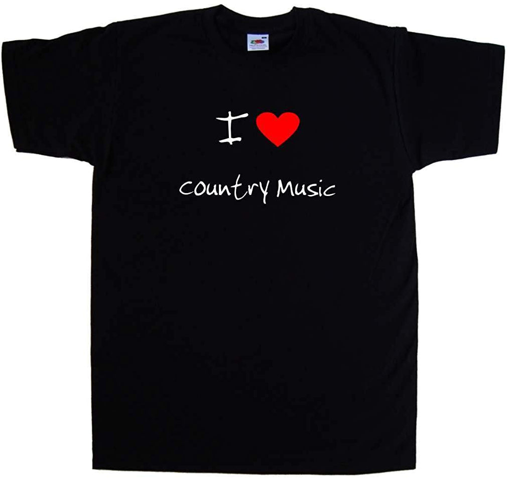 I Love Heart Country Music black T-Shirt