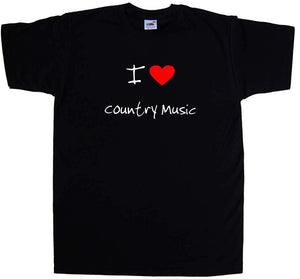 I Love Heart Country Music black T-Shirt